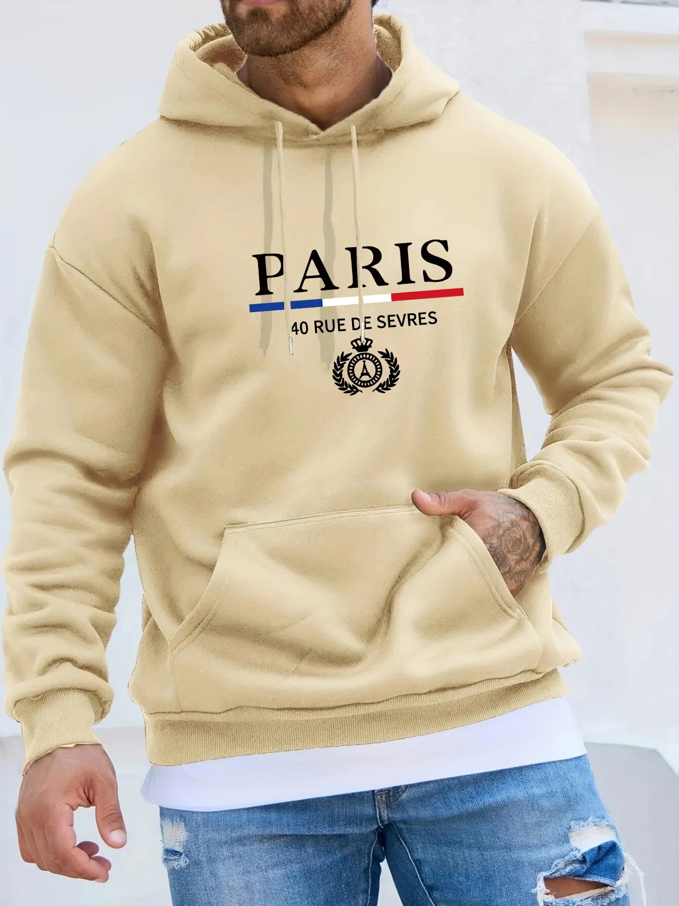 Men'S Autumn Winter Long Sleeved Sweater PARIS Hooded