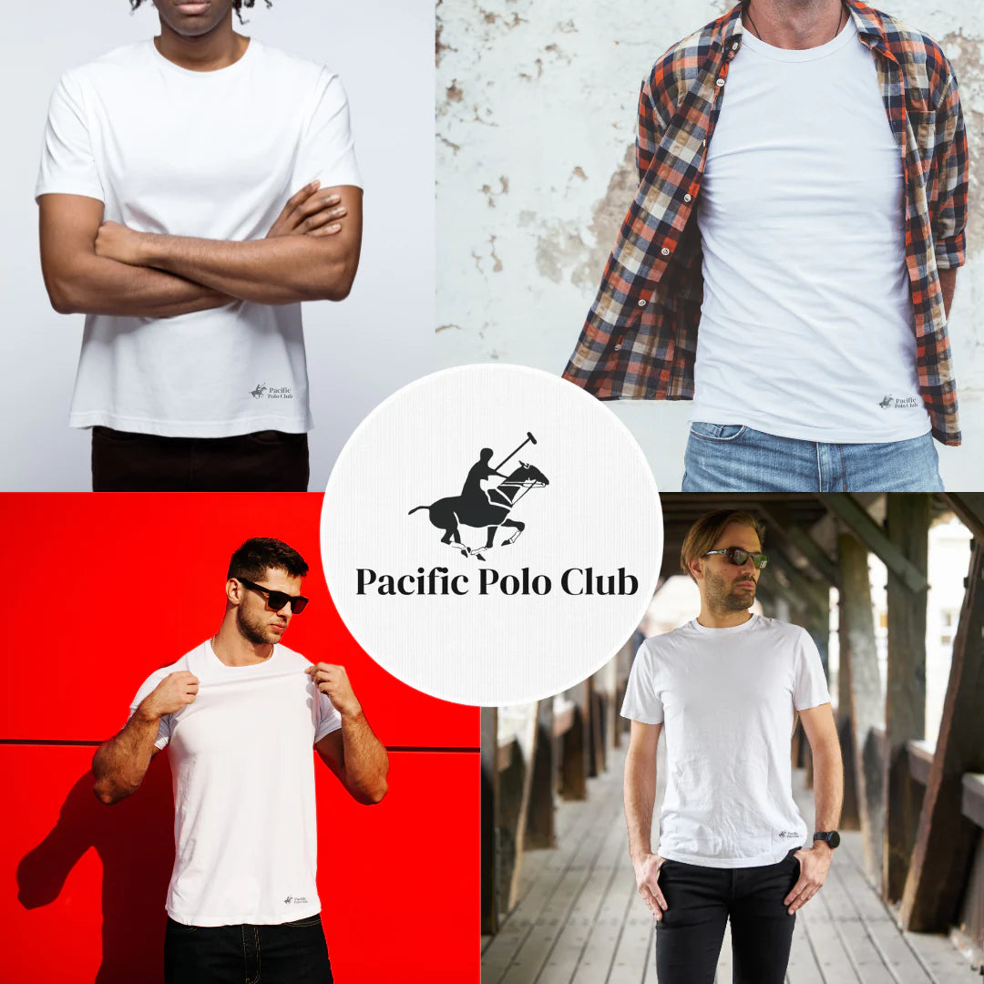 Pacific Polo Men'S 6 Pack Shirts Crew Tshirt Cotton