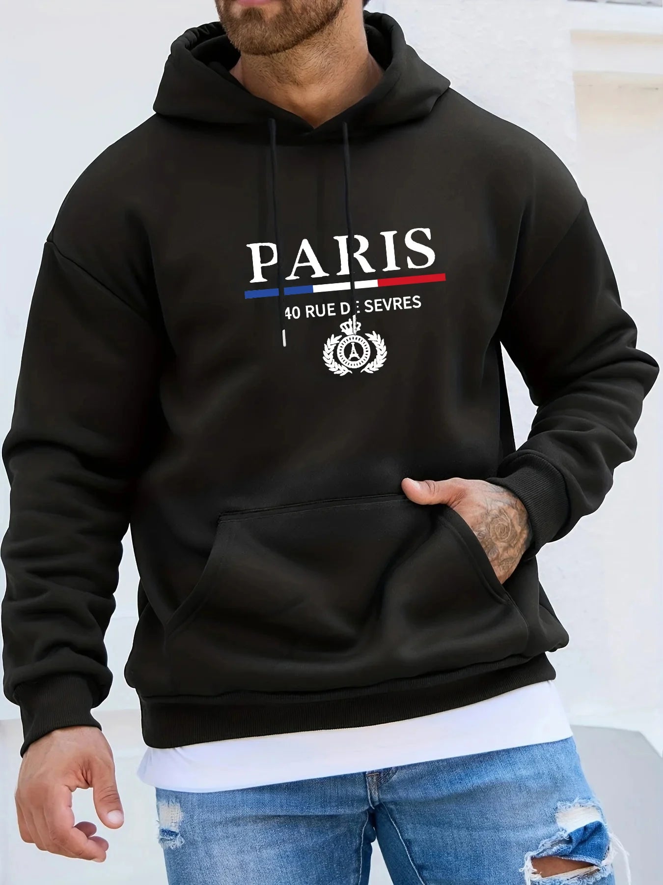 Men'S Autumn Winter Long Sleeved Sweater PARIS Hooded