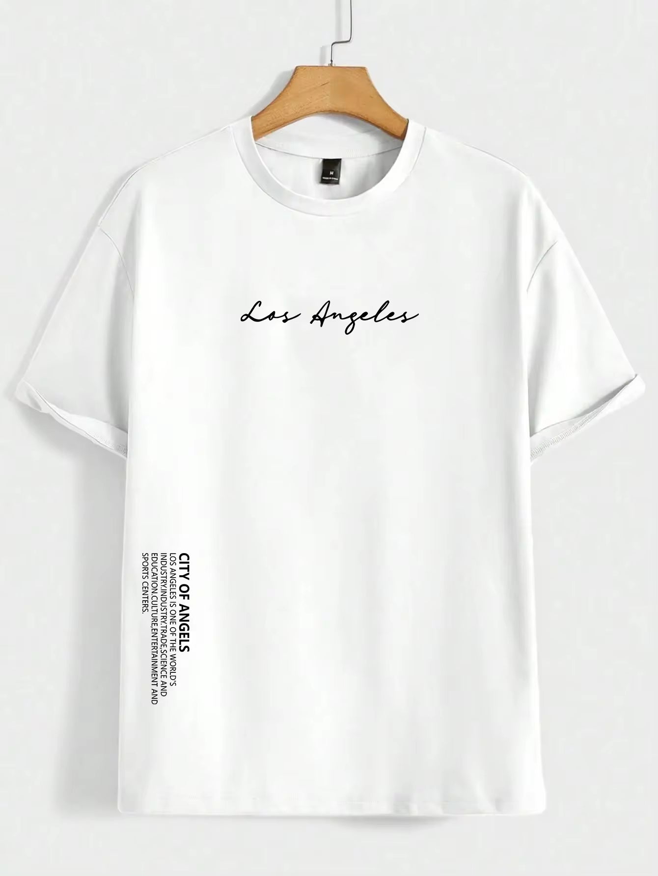 Los Angeles City of Angels Letter Graphic T-Shirts Men Breathable Tees Summer Cotton Tshirt Hip Hop Loose Oversized T-Shirt